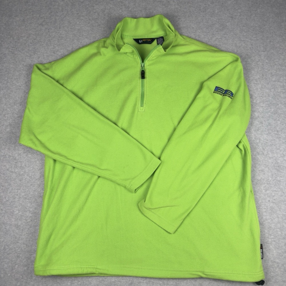 Eddie Bauer EBTEK Mens 2XL Polartec Fleece Pullover Sweater Vintage Lime Green